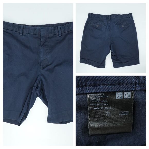 4 Chino Shorts Mens 34 Black Blue Uniqlo Calvin Klein Gerry George School Work - Picture 9 of 16